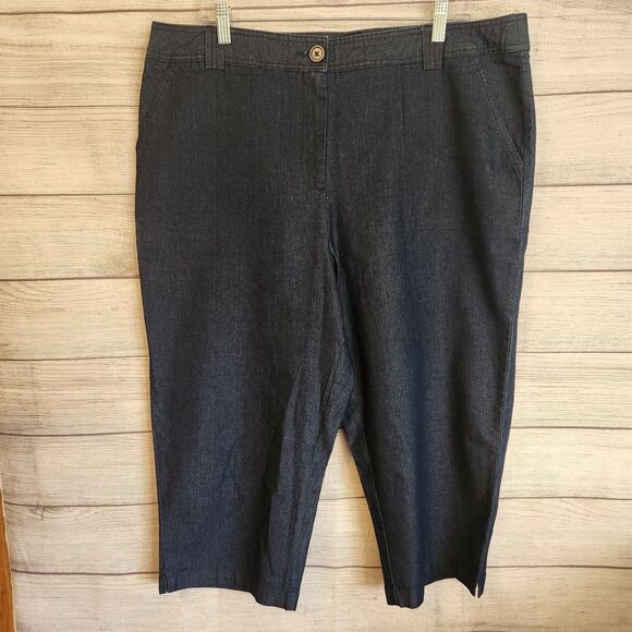 White Stag womans 18 beach cruise grandma blue denim Cotton Blend capri pants - Picture 1 of 7